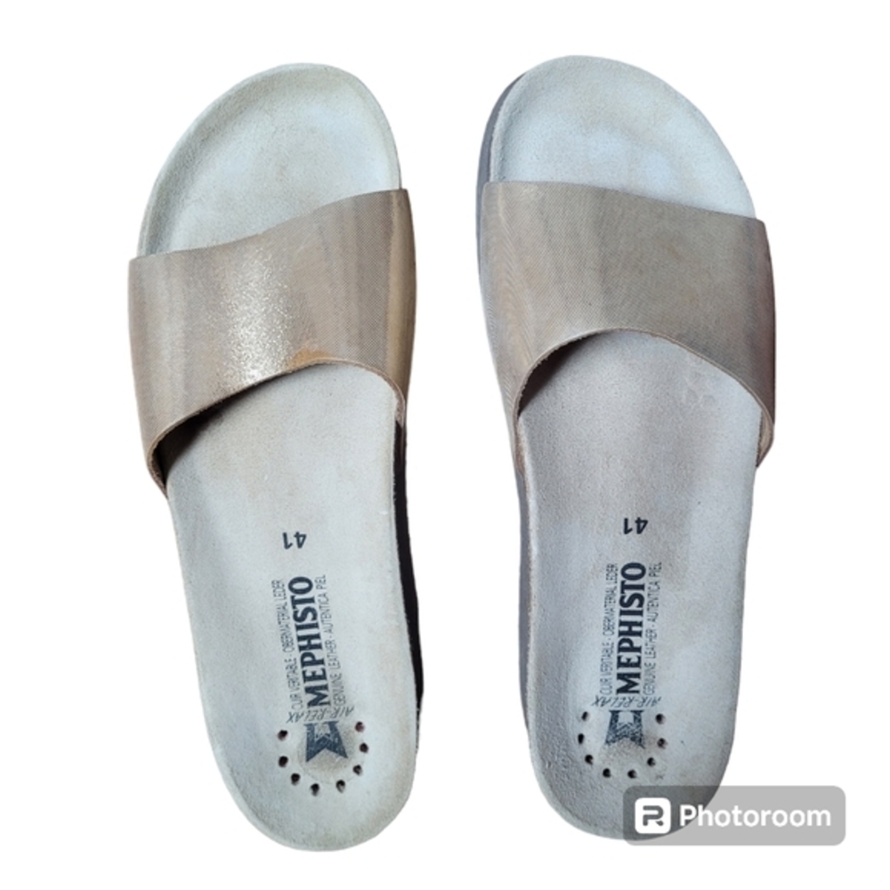 New Mephisto Hanik sandals, leather,cork,metallic‎ gold,41